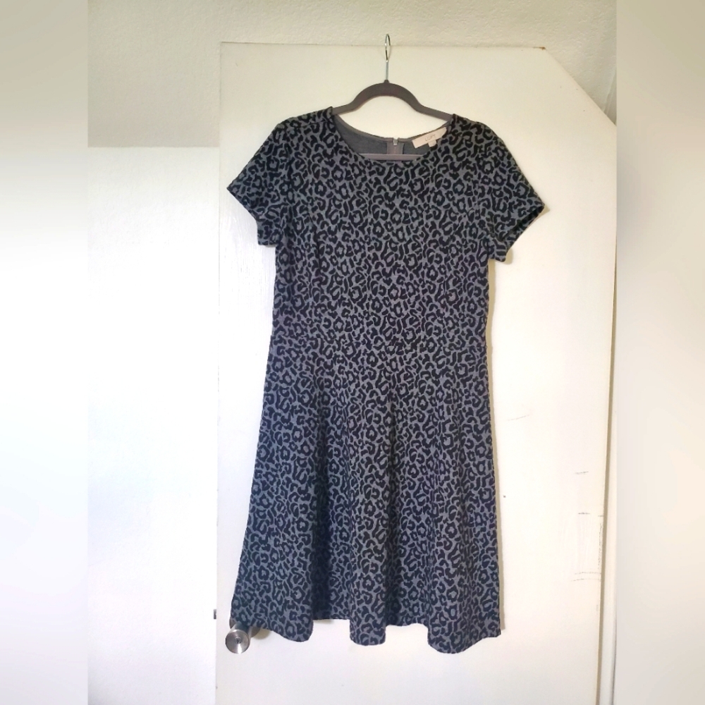 Ann Taylor Loft Leopard Print A-Line Dress Size 10